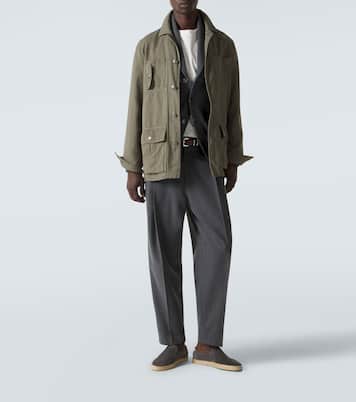 Jute-trimmed suede slip-on shoes | Brunello Cucinelli