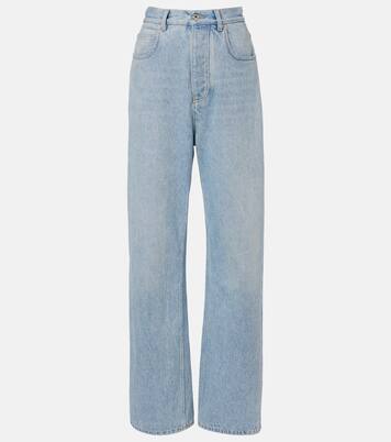 Wide-Leg Jeans Intrecciato mit Leder | Bottega Veneta