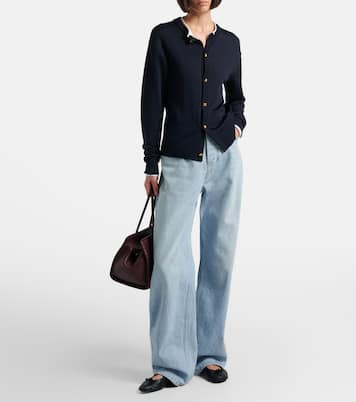 Wide-Leg Jeans Intrecciato mit Leder | Bottega Veneta