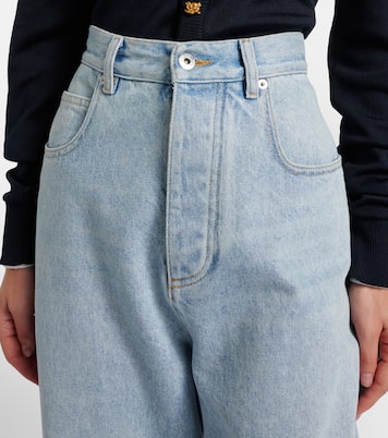 Wide-Leg Jeans Intrecciato mit Leder | Bottega Veneta