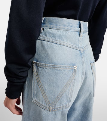 Wide-Leg Jeans Intrecciato mit Leder | Bottega Veneta