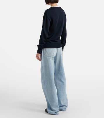 Wide-Leg Jeans Intrecciato mit Leder | Bottega Veneta