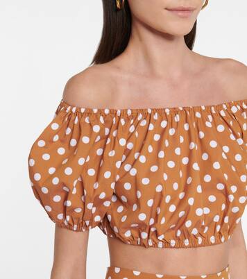 Top raccourci en coton mélangé à pois | Caroline Constas