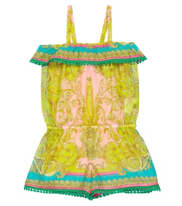 Barocco Goddess cotton and silk playsuit | Versace Kids
