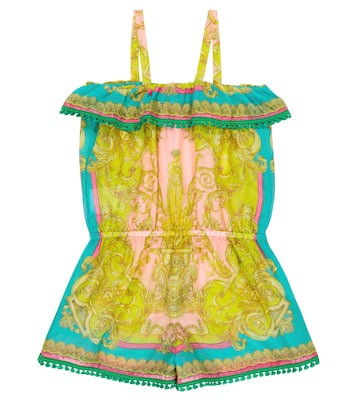 Barocco Goddess cotton and silk playsuit | Versace Kids