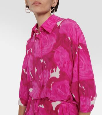 Belted floral silk shirt dress | Valentino