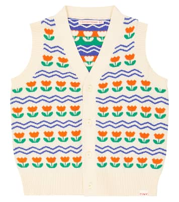 Flowers cotton and wool vest | Tinycottons
