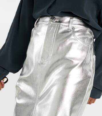 Oaklyn 메탈릭 포 레더 미디 스커트 | Staud