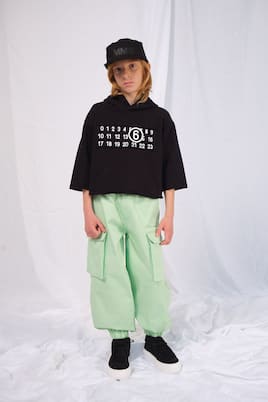 Cropped cotton jersey hoodie | MM6 Maison Margiela Kids