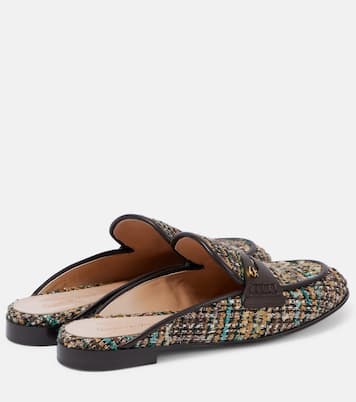 Leather-trimmed bouclé mules | Gianvito Rossi