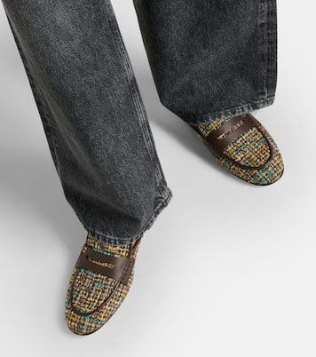 Leather-trimmed bouclé mules | Gianvito Rossi