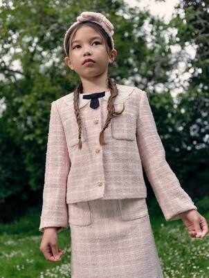 Lace-trimmed bouclé jacket | Self-Portrait Kids