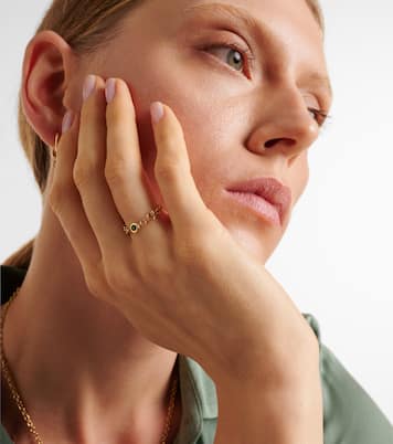 Gravity Estrella 18kt gold chain ring with emerald | Spinelli Kilcollin