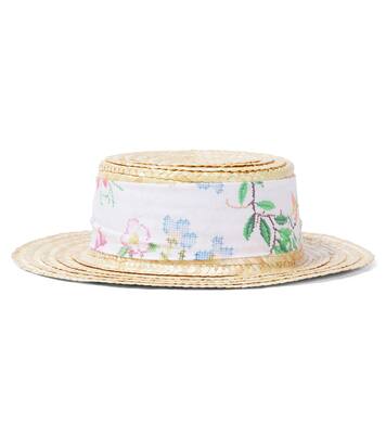 Floral cotton-trimmed straw sun hat | Patachou