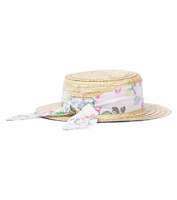 Floral cotton-trimmed straw sun hat | Patachou