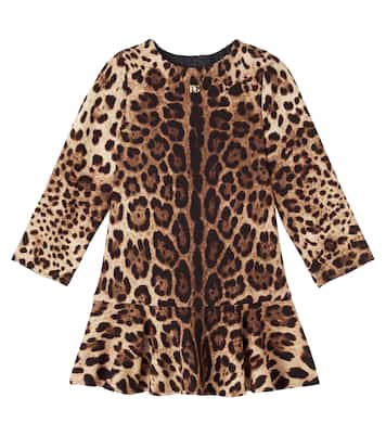 Bedrucktes Kleid aus Woll-Crêpe | Dolce&Gabbana Kids