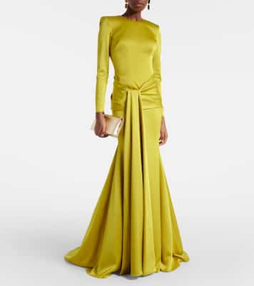 Draped sash satin crêpe gown | Alex Perry