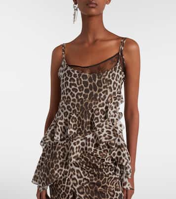 Leopard-print ruffled silk camisole | Jacques Wei