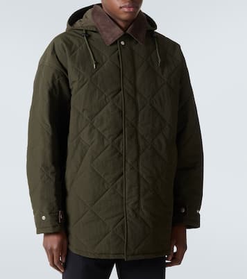 Corduroy-trimmed quilted hooded jacket | Comme des Garçons Homme