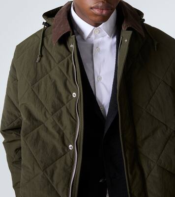 Corduroy-trimmed quilted hooded jacket | Comme des Garçons Homme