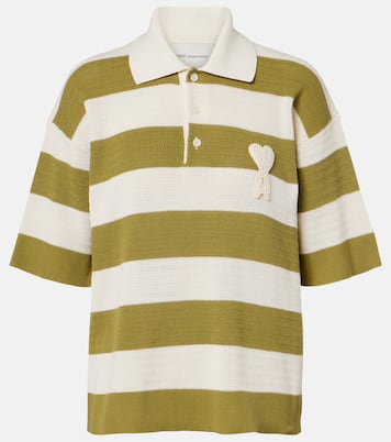 Ami de Cœur striped cotton polo shirt | Ami Paris