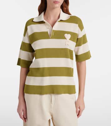 Ami de Cœur striped cotton polo shirt | Ami Paris
