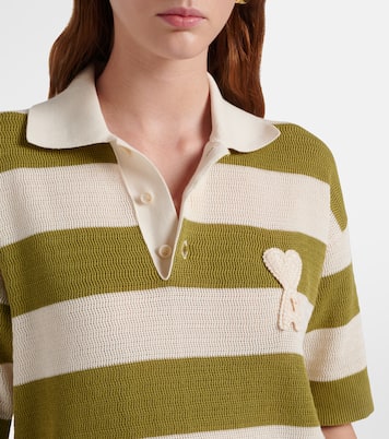 Ami de Cœur striped cotton polo shirt | Ami Paris