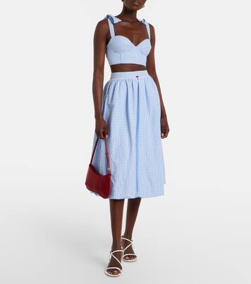 Gonna midi Alba in popeline di cotone a quadri | Bananhot