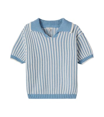 Theodore crochet striped cotton polo shirt | Bebe Organic
