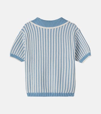 Theodore crochet striped cotton polo shirt | Bebe Organic