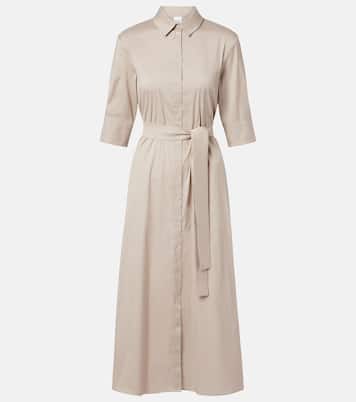 Cognac cotton-blend midi dress | Max Mara