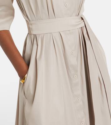Cognac cotton-blend midi dress | Max Mara
