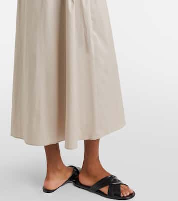Cognac cotton-blend midi dress | Max Mara