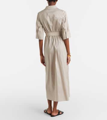 Cognac cotton-blend midi dress | Max Mara