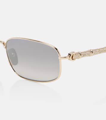 Bamboo crystal-embellished rectangular sunglasses | Gucci