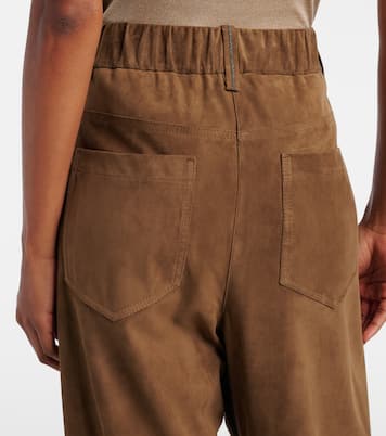 Monili suede straight pants | Brunello Cucinelli