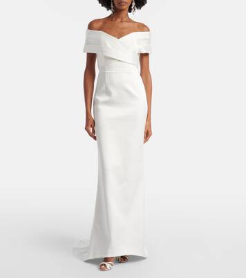 Bridal Blaise off-shoulder satin gown | Rebecca Vallance