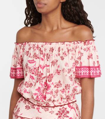 Blouse Camilla imprimée à encolure bardot | Poupette St Barth