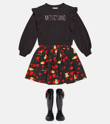 Logo cotton-blend jersey sweatshirt | Moschino Kids