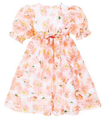 Puff-sleeve floral chiffon dress | Paade Mode