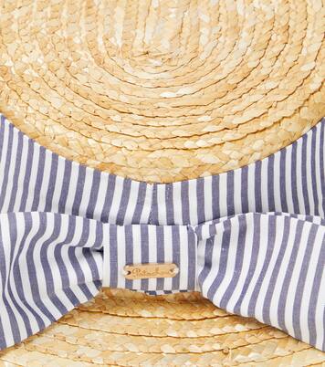Striped cotton-trimmed raffia sun hat | Patachou
