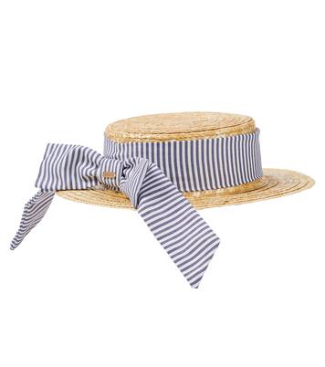 Striped cotton-trimmed raffia sun hat | Patachou