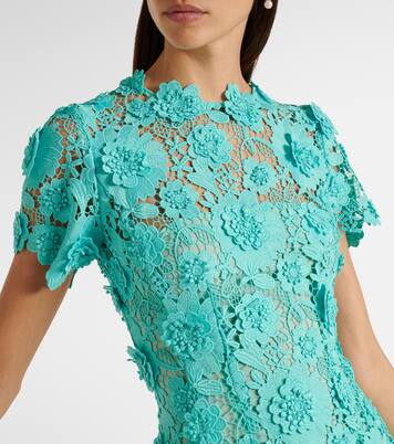 Robe midi en dentelle à fleurs | Oscar de la Renta