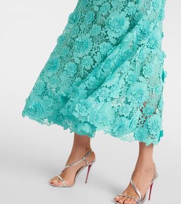 Robe midi en dentelle à fleurs | Oscar de la Renta