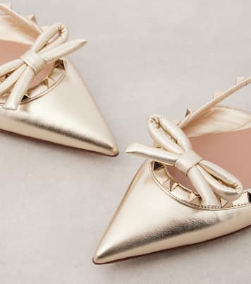 Rockstud metallic leather slingback flats | Valentino Garavani