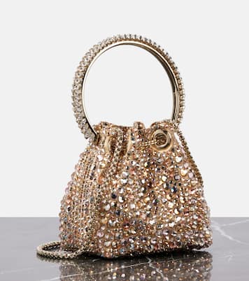 Bon Bon Micro embellished satin bucket bag | Jimmy Choo