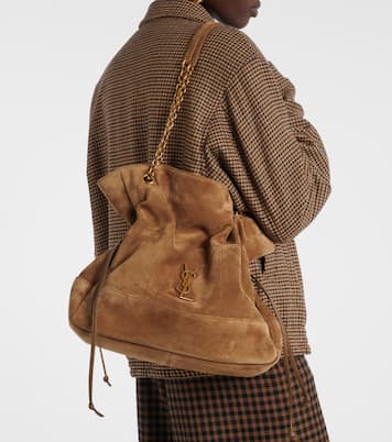 Sac Jamie Shopping Medium en daim | Saint Laurent