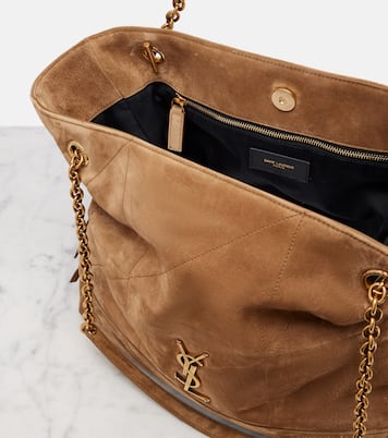 Sac Jamie Shopping Medium en daim | Saint Laurent