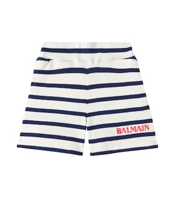 Striped cotton-blend jersey shorts | Balmain Kids