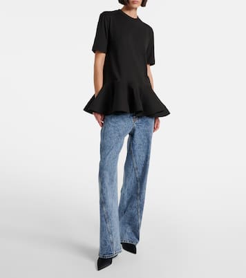 Camiseta de jersey de algodón con peplum | Alaïa